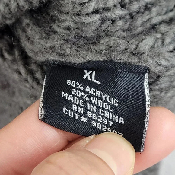 Vertigo XL Sweater Wool Blend Gray Cable Knit Cowl Neck Fringe Hem Women's  12CT - Picture 5 of 8